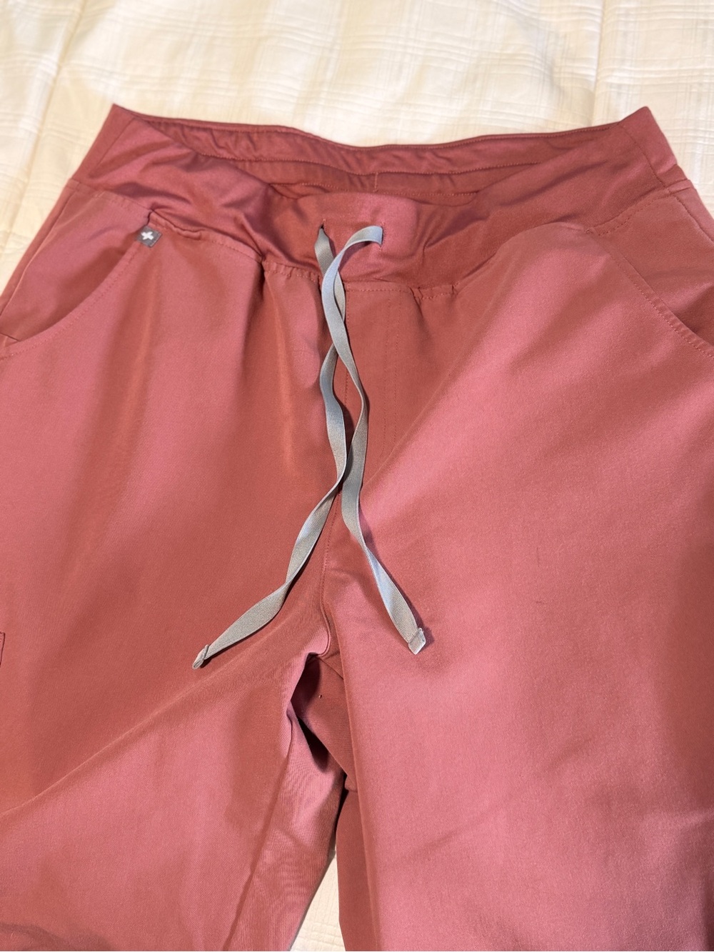 Figs Women's Jogger Scrub - Dusty Rose with Gray Drawstring